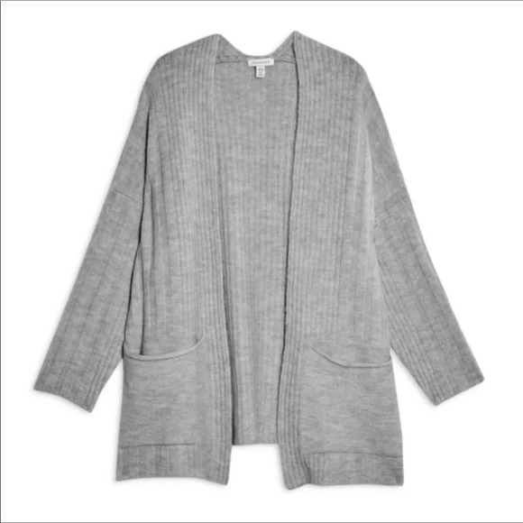 NWT TopShop Long Cardigan Sweater Gray Knit Pockets - Picture 2 of 5